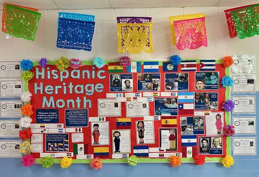 GES bulletin board dedicated to Hispanic Heritage Month