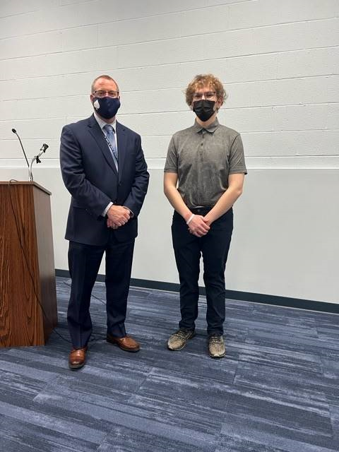 Senior Isaac Lowry and Superintendent Jeff Brown - January 2022